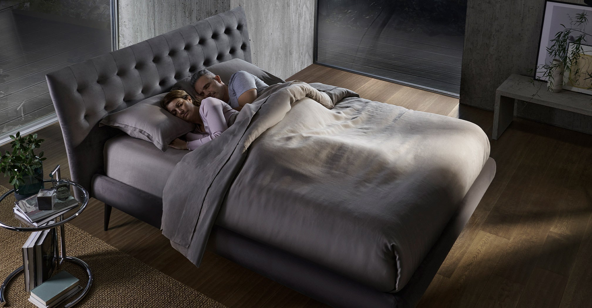 couple sleeping at mattress - Summer Refresh: Transform Your Bedroom with Hotel-Quality Bedding